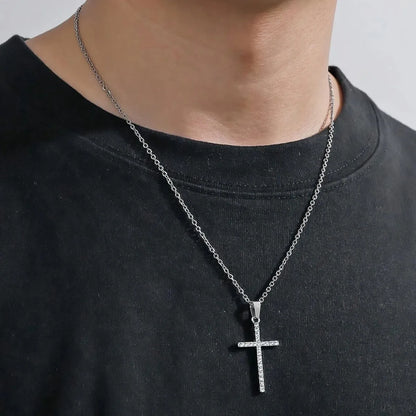 Basic Modern Style Classic Style Geometric Cross Alloy Inlay Zircon Silver Plated Unisex Bracelets Necklace