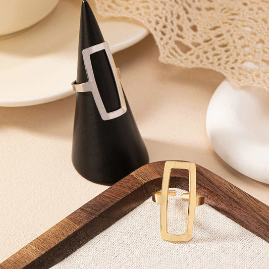 Basic Modern Style Classic Style Geometric Rectangle Iron Women'S Open Rings