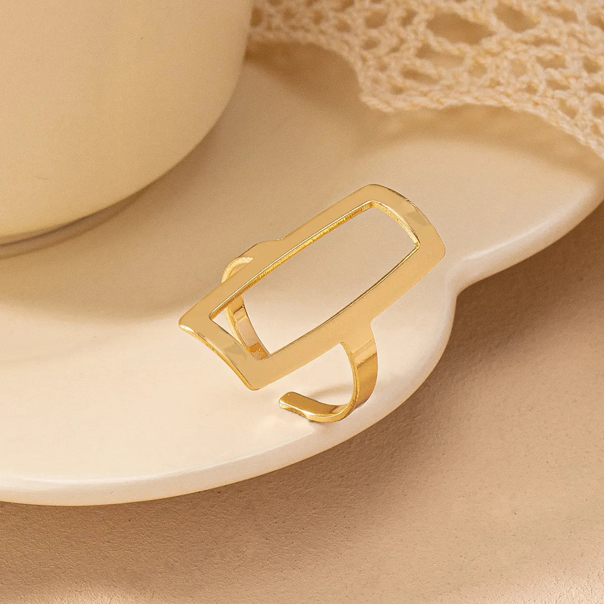 Basic Modern Style Classic Style Geometric Rectangle Iron Women'S Open Rings