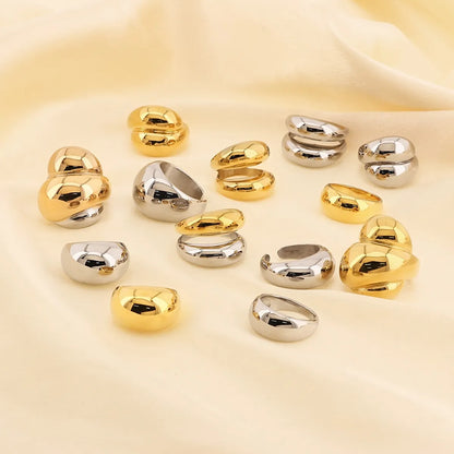 Basic Modern Style Classic Style Geometric Solid Color 304 Stainless Steel 18K Gold Plated Rings In Bulk