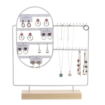 Basic Modern Style Classic Style Geometric Solid Wood Iron Plating Jewelry Display Jewelry Rack