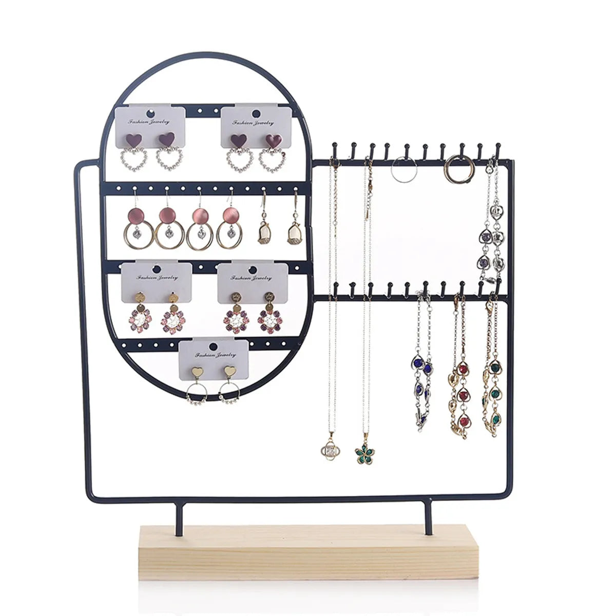 Basic Modern Style Classic Style Geometric Solid Wood Iron Plating Jewelry Display Jewelry Rack