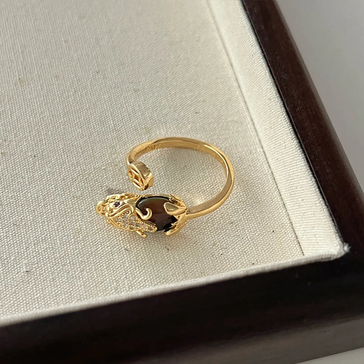 Basic Modern Style Classic Style Geometric Square Heart Shape Alloy Plating Inlay Natural Stone Rhinestones Zircon Women'S Adjustable Ring Open Rings