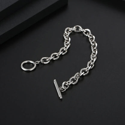 Basic Modern Style Classic Style Geometric Titanium Steel Polishing Chain Men'S Bracelets