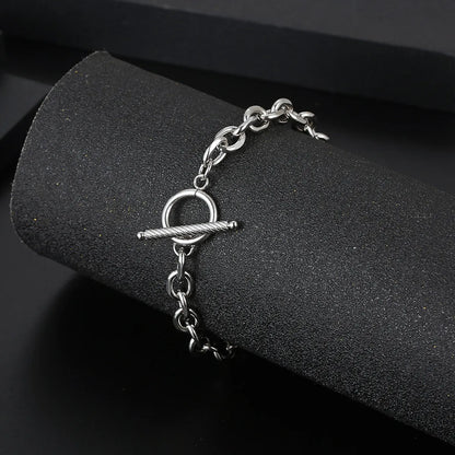 Basic Modern Style Classic Style Geometric Titanium Steel Polishing Chain Men'S Bracelets