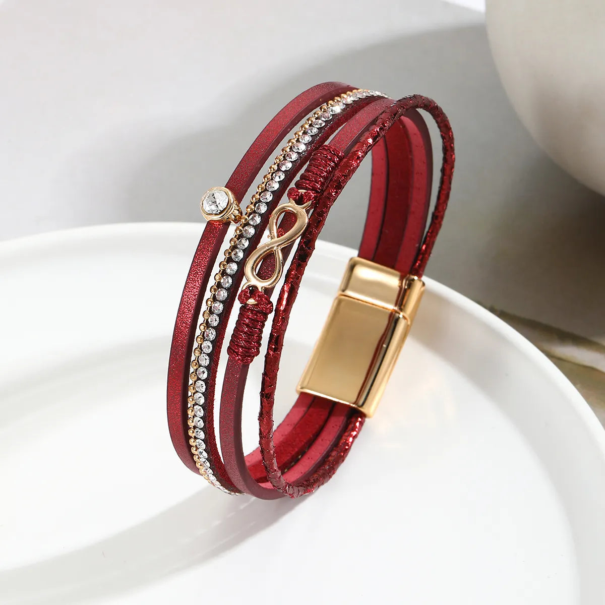 Basic Modern Style Classic Style Infinity Pu Leather Layered Women'S Bracelets