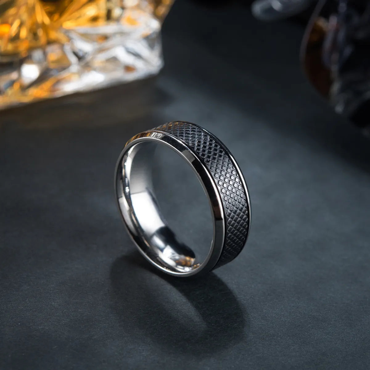 Basic Modern Style Classic Style Lattice Titanium Steel Unisex Rings