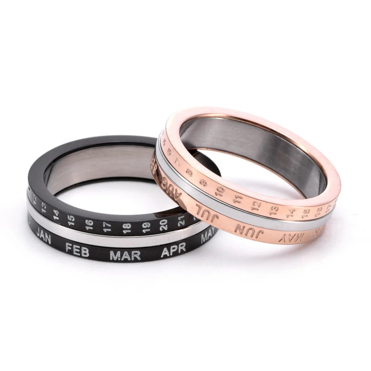 Basic Modern Style Classic Style Number Titanium Steel Plating Rose Gold Plated Unisex Anxiety Ring