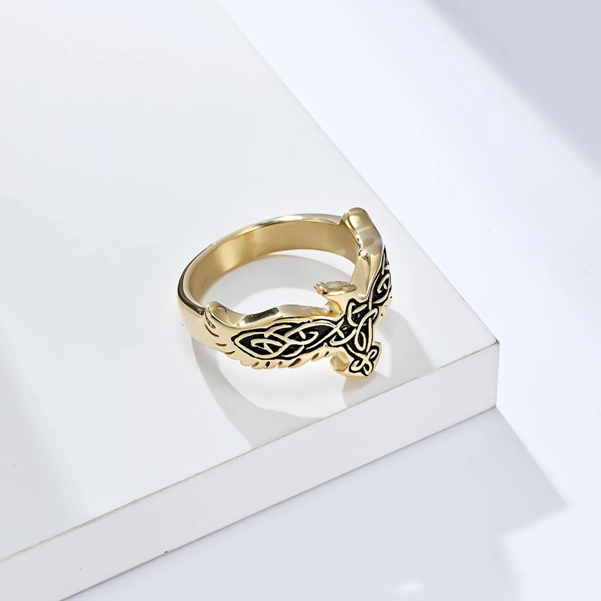 Basic Modern Style Classic Style Plaid Eagle 304 Stainless Steel 18K Gold Plated Unisex Rings