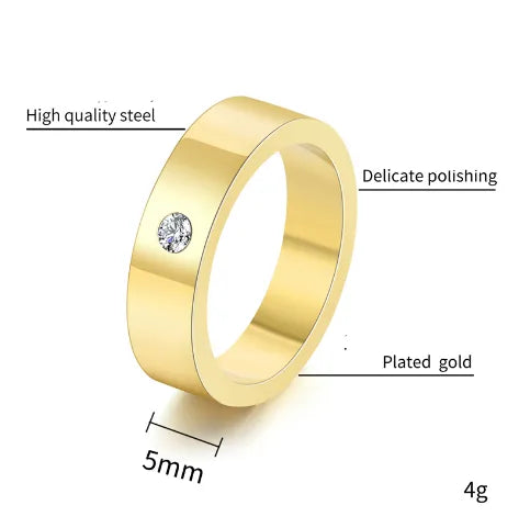 Basic Modern Style Classic Style Round 304 Stainless Steel Inlay Rhinestones 18K Gold Plated Unisex Rings