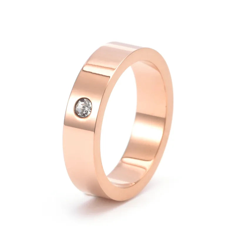 Basic Modern Style Classic Style Round 304 Stainless Steel Inlay Rhinestones 18K Gold Plated Unisex Rings