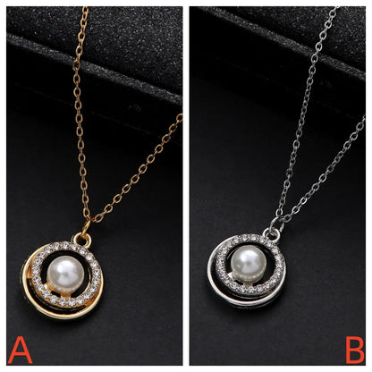 Basic Modern Style Classic Style Round Alloy Inlay Artificial Pearls Zircon Women's Pendant Necklace