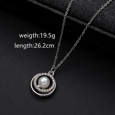 Basic Modern Style Classic Style Round Alloy Inlay Artificial Pearls Zircon Women's Pendant Necklace