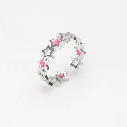 Basic Modern Style Classic Style Star Leaves Heart Shape Metal Enamel Plating Unisex Open Rings