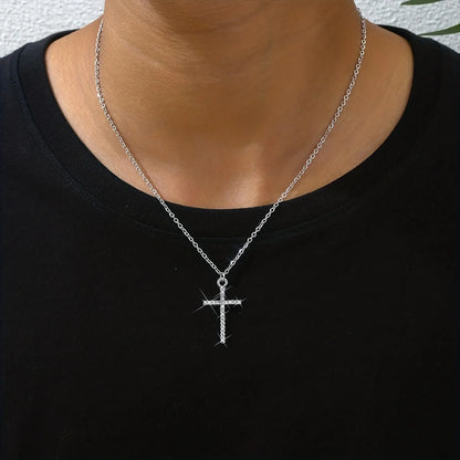 Basic Modern Style Cross Alloy Inlay Zircon Men'S Pendant Necklace