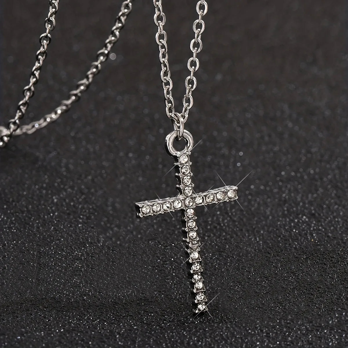 Basic Modern Style Cross Alloy Inlay Zircon Men'S Pendant Necklace