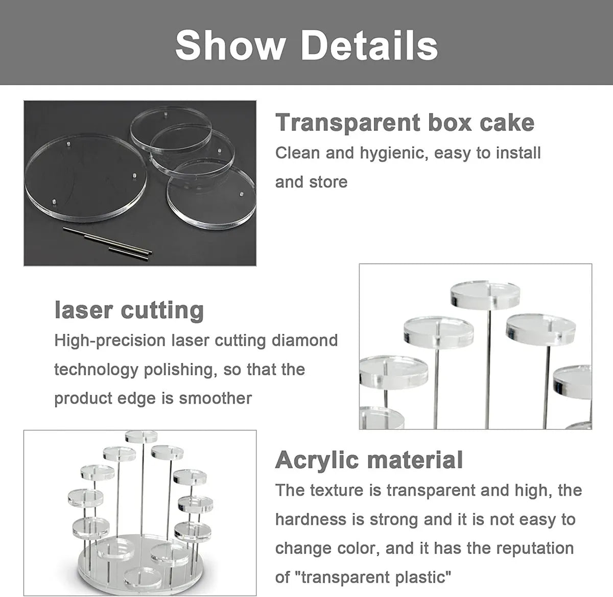 Basic Modern Style Round Arylic Jewelry Display Dessert Cake Display Stand Jewelry Rack