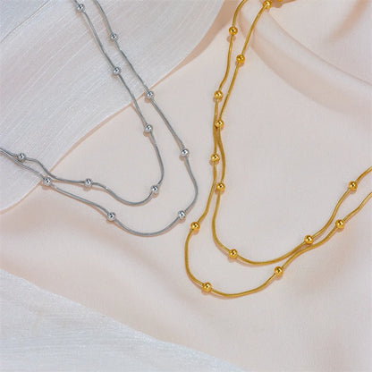 Basic Modern Style Solid Color Titanium Steel Plating Layered Necklaces