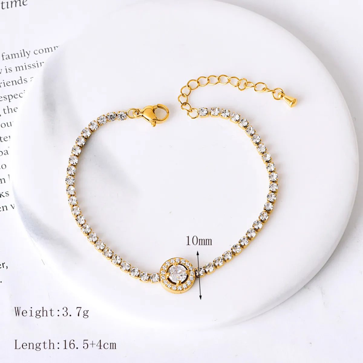 Basic Modern Style SUNFLOWER (Jz001) Water Droplets Heart Shape 304 Stainless Steel 18K Gold Plated Zircon Bracelets In Bulk