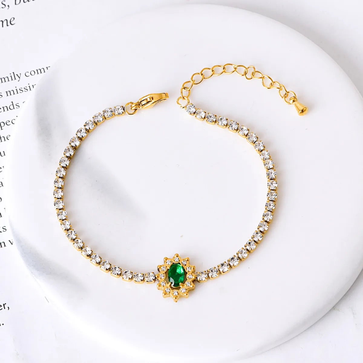 Basic Modern Style SUNFLOWER (Jz001) Water Droplets Heart Shape 304 Stainless Steel 18K Gold Plated Zircon Bracelets In Bulk