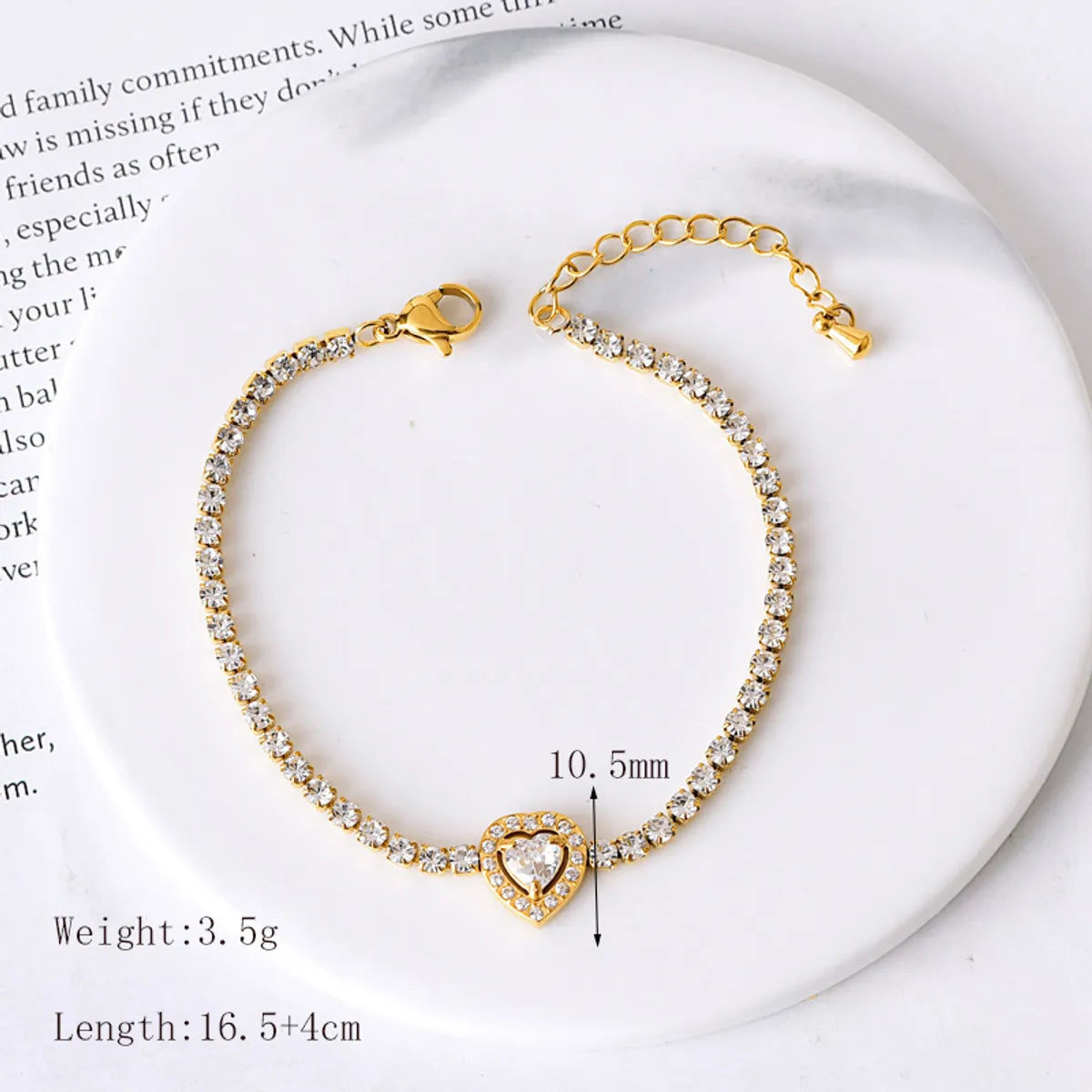 Basic Modern Style SUNFLOWER (Jz001) Water Droplets Heart Shape 304 Stainless Steel 18K Gold Plated Zircon Bracelets In Bulk