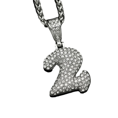 Basic Number Stainless Steel Plating Inlay Artificial Diamond Charms Necklace