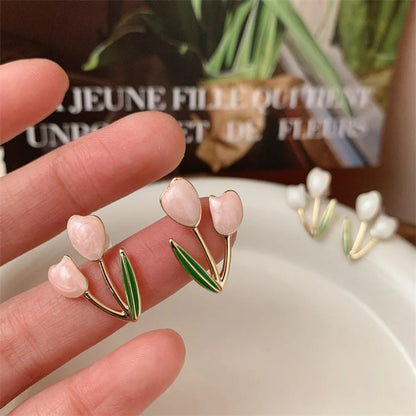 Basic Pastoral Flower Alloy Enamel Women'S Ear Studs