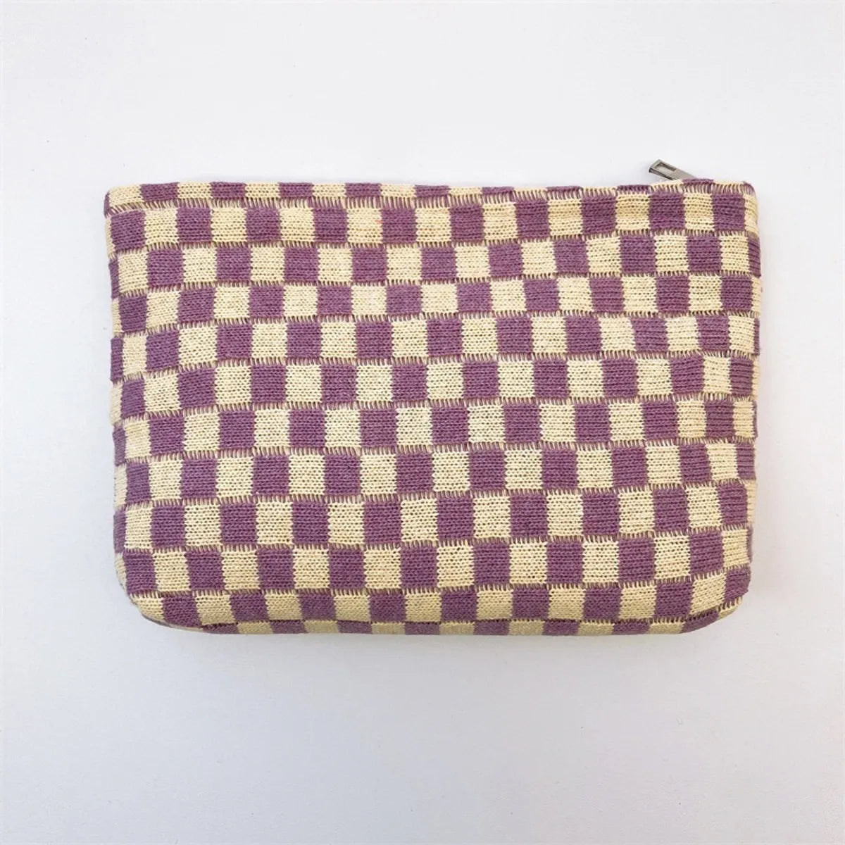 Basic Plaid Knit Square Makeup Bags