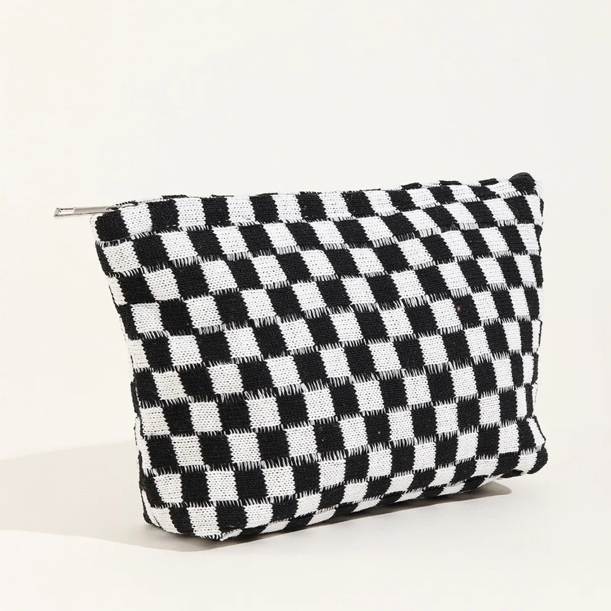 Basic Plaid Knit Square Makeup Bags