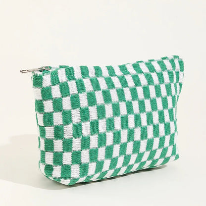 Basic Plaid Knit Square Makeup Bags