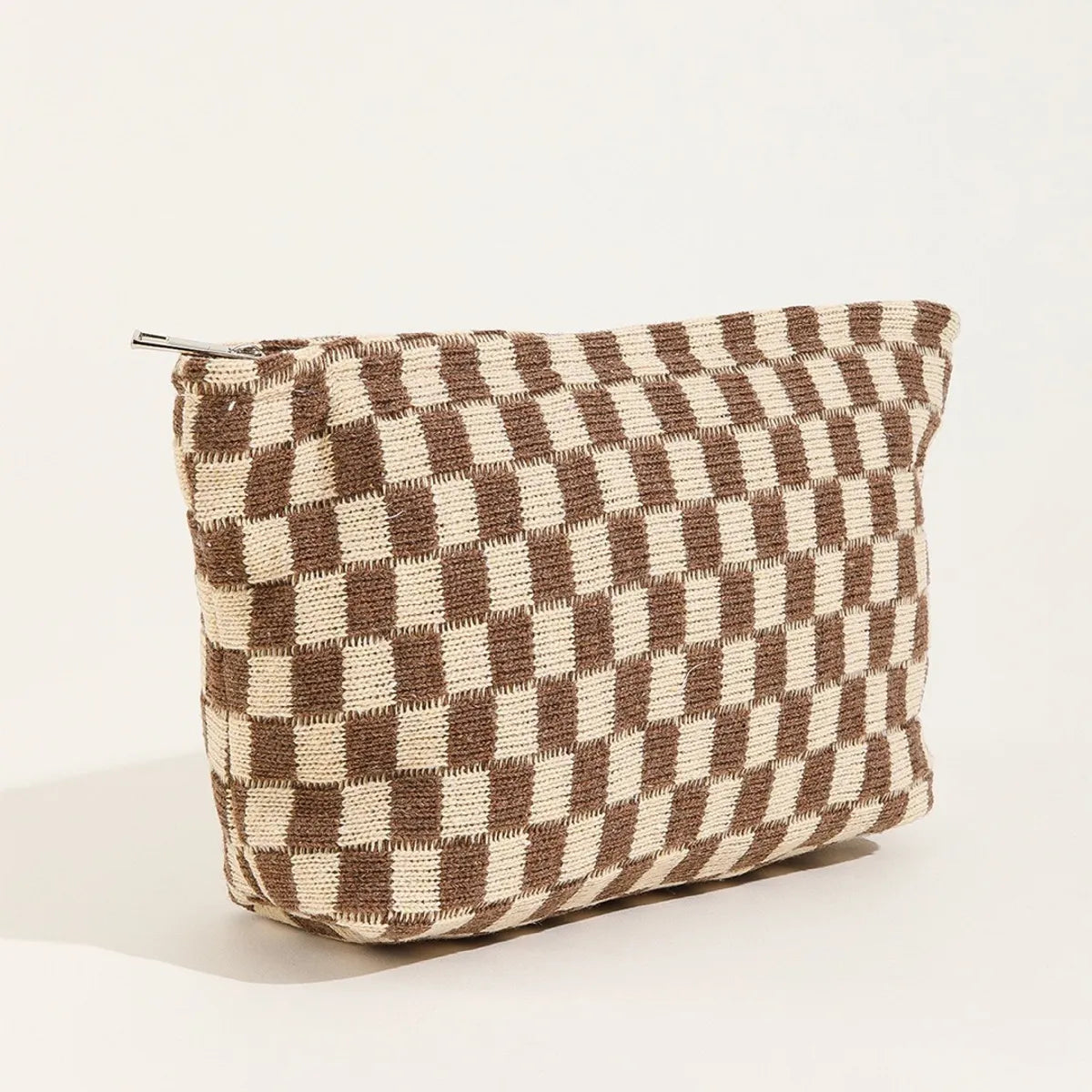 Basic Plaid Knit Square Makeup Bags