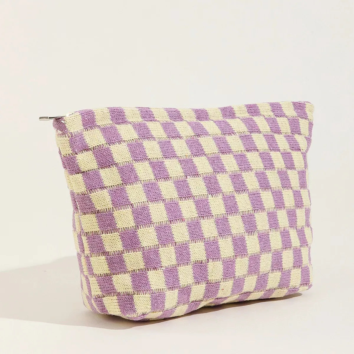 Basic Plaid Knit Square Makeup Bags