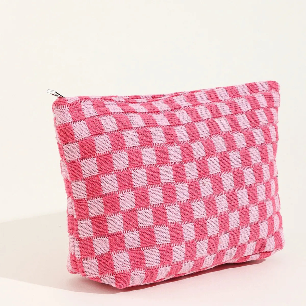 Basic Plaid Knit Square Makeup Bags