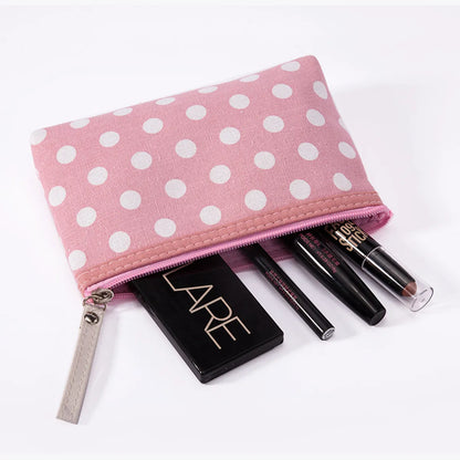 Basic Polka Dots Canvas Square Makeup Bags