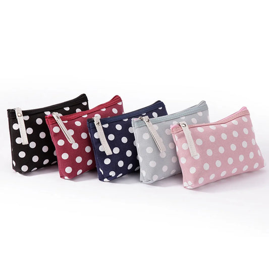 Basic Polka Dots Canvas Square Makeup Bags