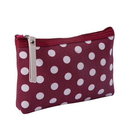 Basic Polka Dots Canvas Square Makeup Bags