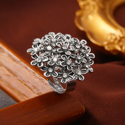 Basic Punk Classic Style Flower Alloy Women's Open Rings