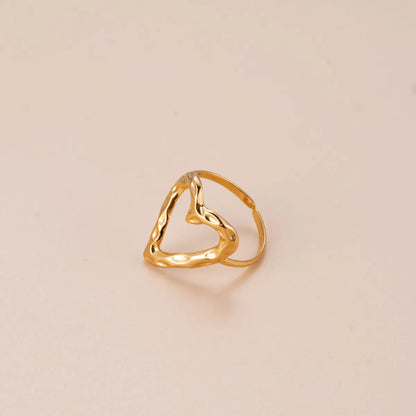 Basic Retro Gesture Heart Shape Snake Stainless Steel Criss Cross Plating 18k Gold Plated Open Ring