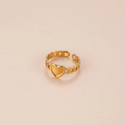 Basic Retro Gesture Heart Shape Snake Stainless Steel Criss Cross Plating 18k Gold Plated Open Ring