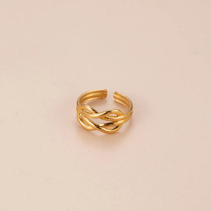 Basic Retro Gesture Heart Shape Snake Stainless Steel Criss Cross Plating 18k Gold Plated Open Ring