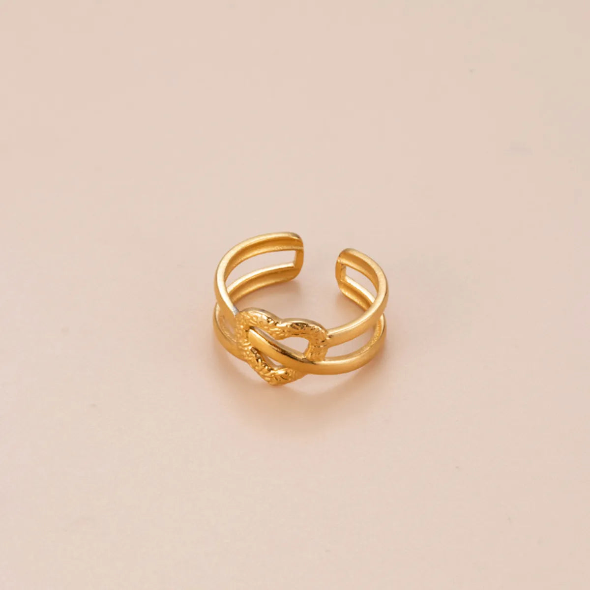 Basic Retro Gesture Heart Shape Snake Stainless Steel Criss Cross Plating 18k Gold Plated Open Ring