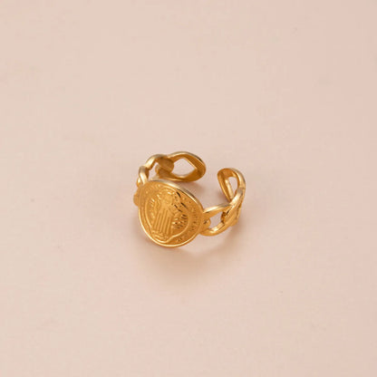 Basic Retro Gesture Heart Shape Snake Stainless Steel Criss Cross Plating 18k Gold Plated Open Ring