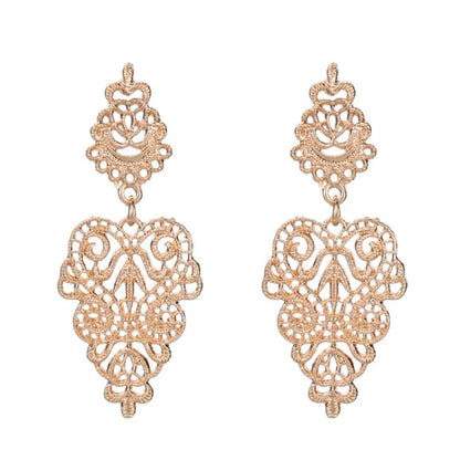 Basic Retro Leaves Alloy Hollow Out Women'S Drop Earrings