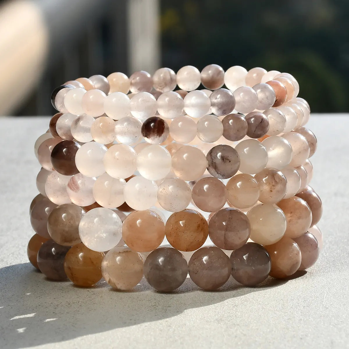 Basic Round Natural Stone Beaded Handmade Bracelets