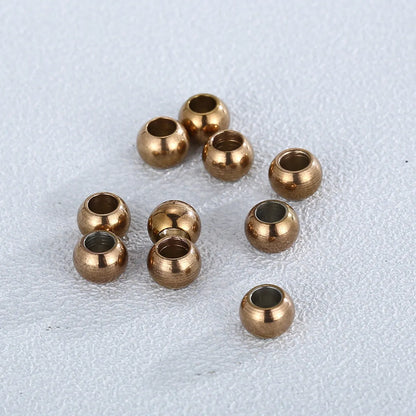 10 Pieces Stainless Steel 18K Gold Plated Round Polished Beads