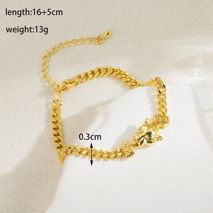 Basic Simple Style Animal Square Copper 18k Gold Plated Zircon Bracelets In Bulk