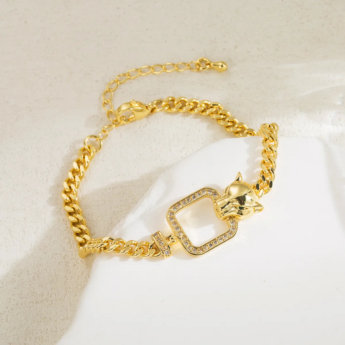 Basic Simple Style Animal Square Copper 18k Gold Plated Zircon Bracelets In Bulk