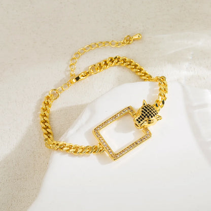 Basic Simple Style Animal Square Copper 18k Gold Plated Zircon Bracelets In Bulk