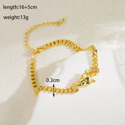 Basic Simple Style Animal Square Copper 18k Gold Plated Zircon Bracelets In Bulk