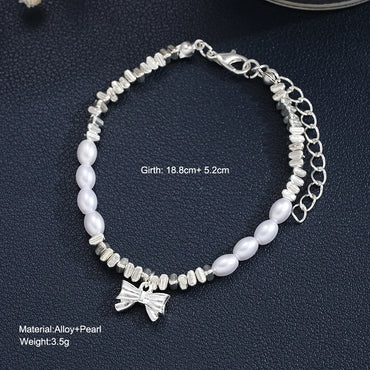 Basic Simple Style Bow Knot Artificial Pearl Alloy Wholesale Bracelets